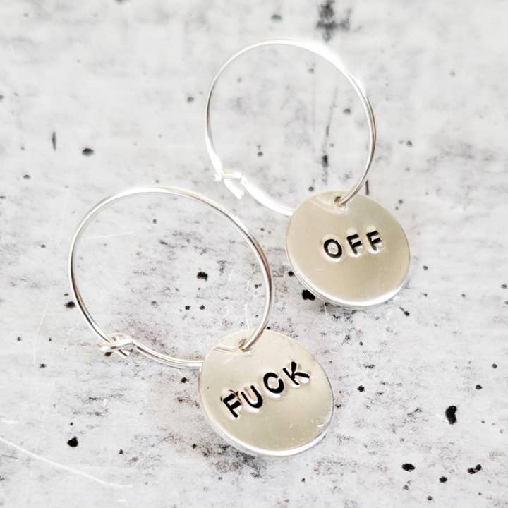Orecchini a Cerchio FUCK OFF per la vendita all'ingrosso da parte di Salt and Sparkle