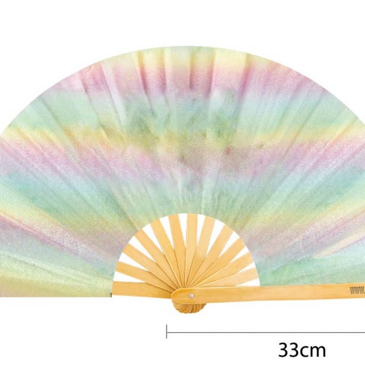 Pastel Rainbow Mega Glitter XL Fan for wholesale by Fantastico Fans