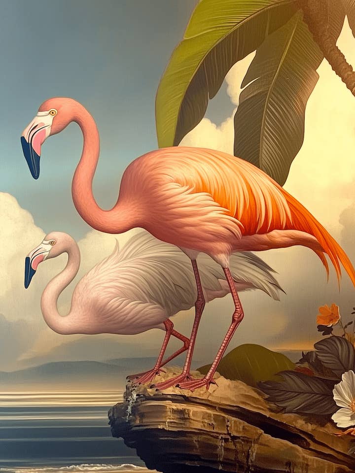 Flamingoer Fanger Smukt Lys - Vægkunst Print - Souvenir Kyststrandcore - 8"x10" Kunstværk - 11"x14" Måtte (Kopi) for engroshandel hos Mowbi