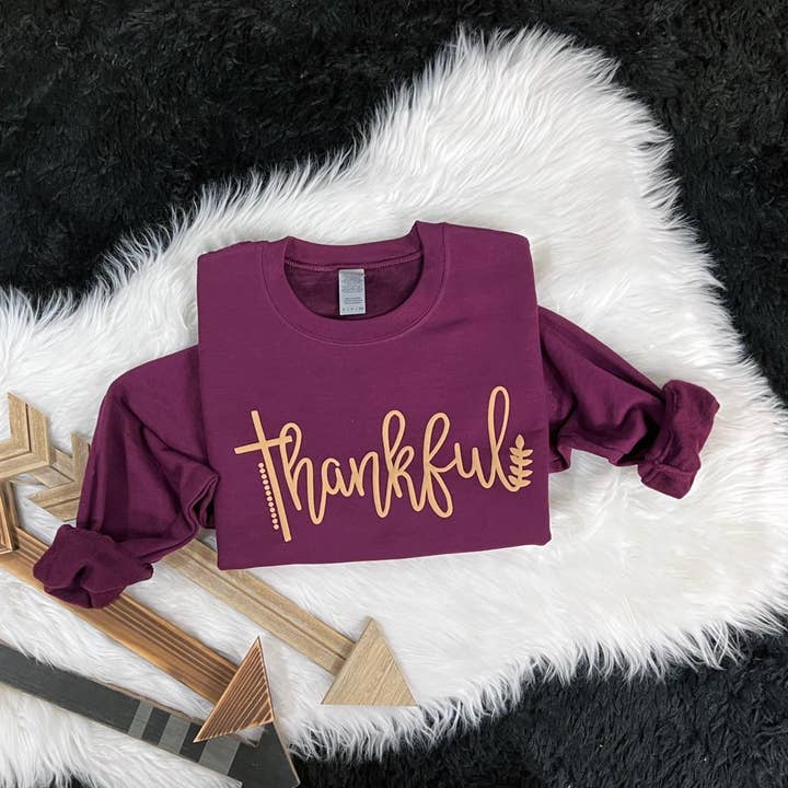 Thankful Puff Fleece for wholesale by MidWest Tees