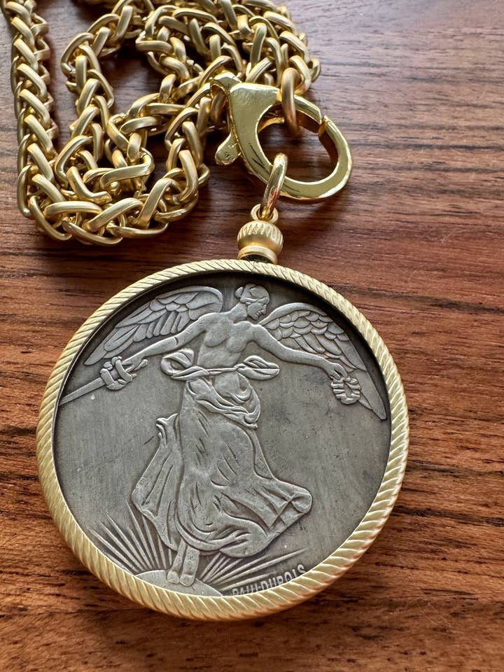 Heaven Sent Angel Coin Medallion Necklace for wholesale by Loulu Designs