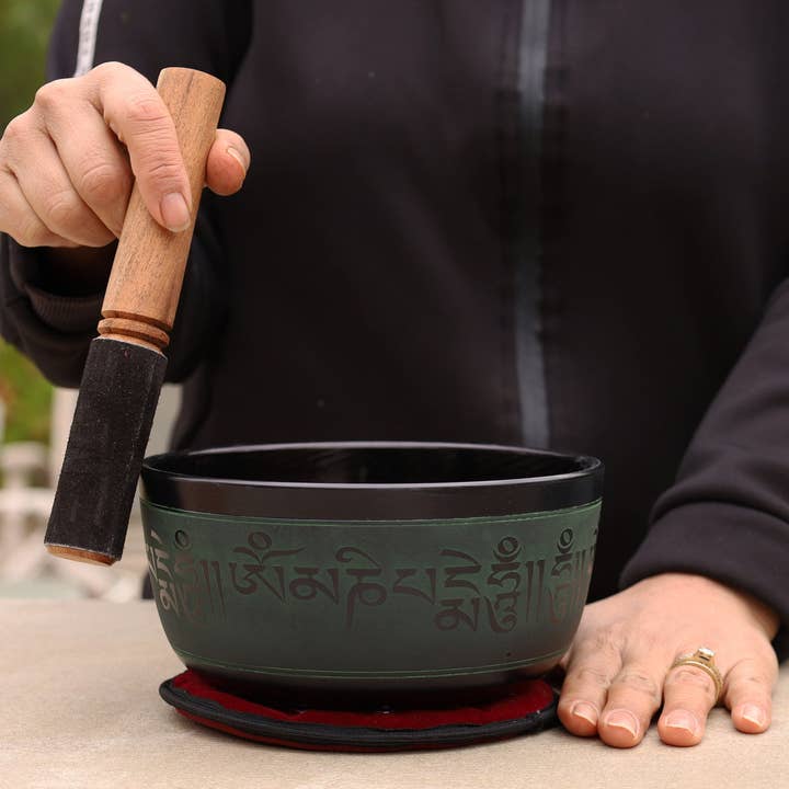 Lungta Imports – Material de meditação por atacado – Conjunto Completo Taça de Canto Tibetano Om Mani Mantra Wi2