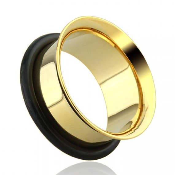 BOUCHON TUNNEL SIMPLE ÉVASÉ EN ACIER INOXYDABLE 316L PLAQUÉ OR pour la vente par CRAVE