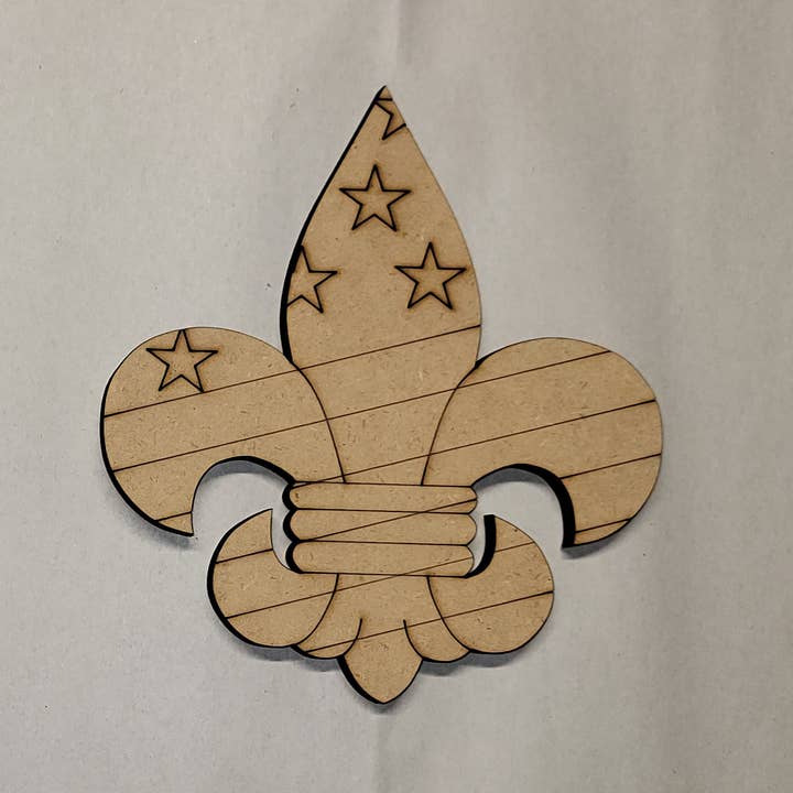 Fluer De Lis Angled Flag Craft MDF Blank for wholesale by Chelle Belle's Creations