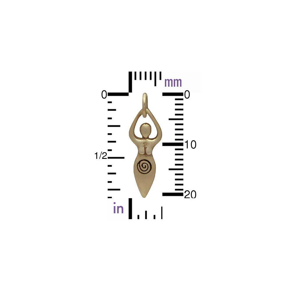 Plazko - Venta al por mayor Abalorios/colgantes individuales - Colgante de Joyería Diosa de la Fertilidad de Bronce Colgante Diosa de la Luna 23x7mm - 1Ud2