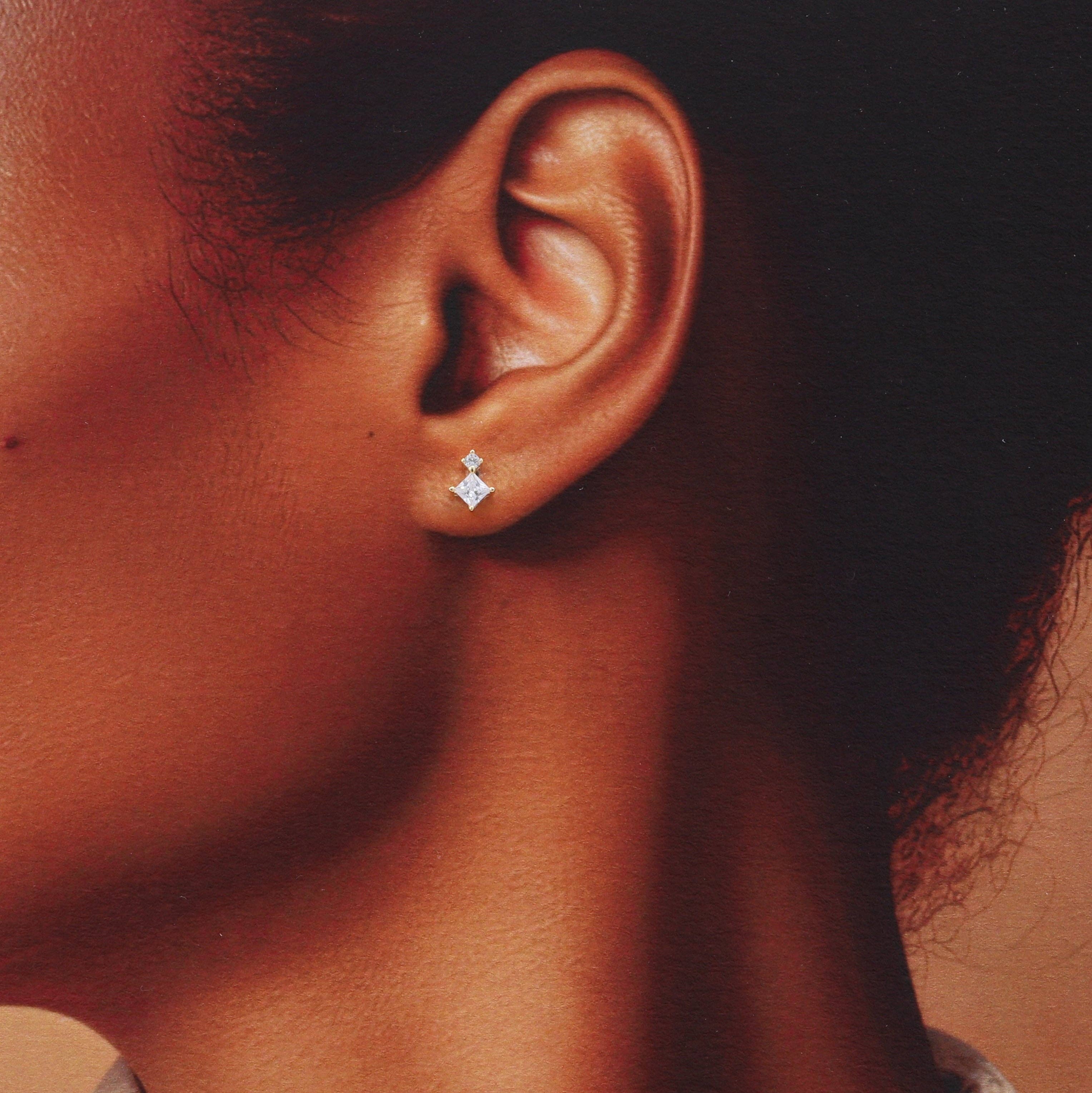 Attic creations – wholesale Stud/post earrings – TT72007 KINFOLK  BLUE Ballerina Clear squares earrings4