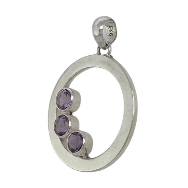 STERLING SILVER PURPLE LOOPED LIGHT PENDANT for wholesale by Balaam Design