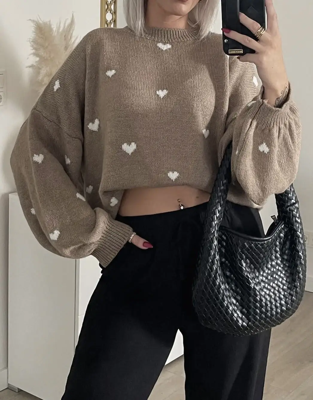 ESTEE BROWN - Wholesale Knit Sweater - Women's - Knitted sweater with heart pattern - 820250