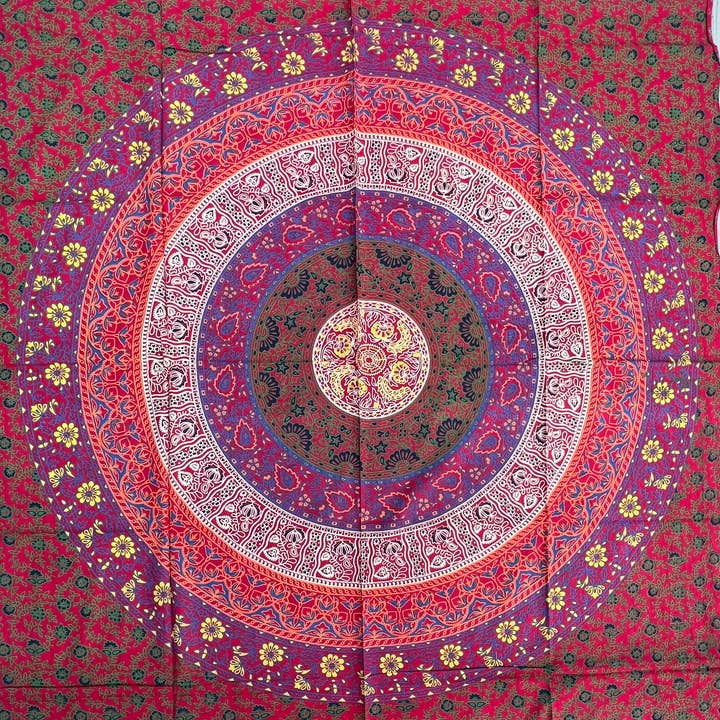 Lungta Imports - Wholesale Tapestry/Textile - Floral Mandala Tapestry Wall Decor Beach Throw 80X50 Inches1