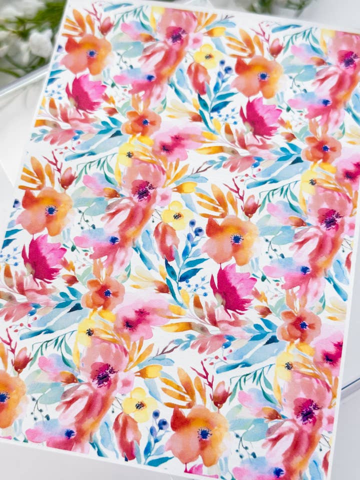 Transfer Paper 438 Pink Watercolor Flowers | Image Water Transfer for wholesale by Tera Clay