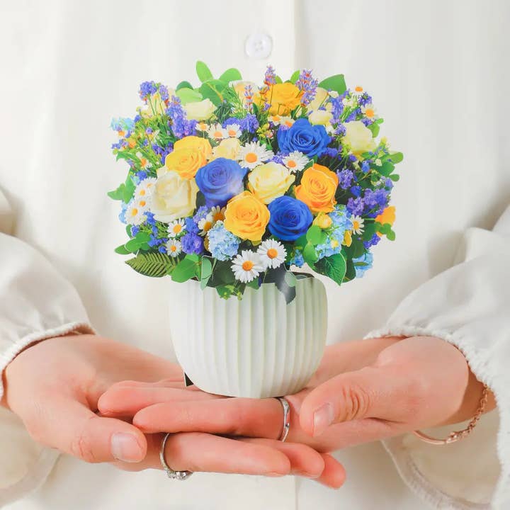 PetalPal - Wholesale Artificial Flowers - Mini Cerulean Dream Pop-Up Bouquet