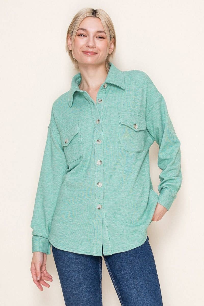 White Birch – Engroshandel Skjortejakke/shacket – til kvinder – T10369 Langærmet Solid Strikskjorte2