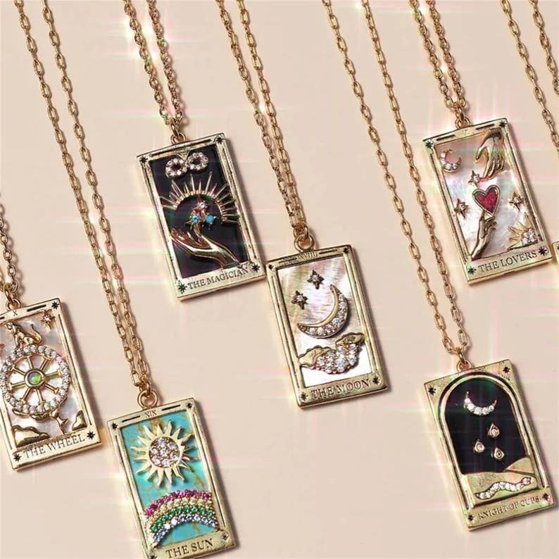 HoopLa - Wholesale Pendant/Charm Necklace - Tarot Card Necklace- Lovers 14K Gold stainless steel4