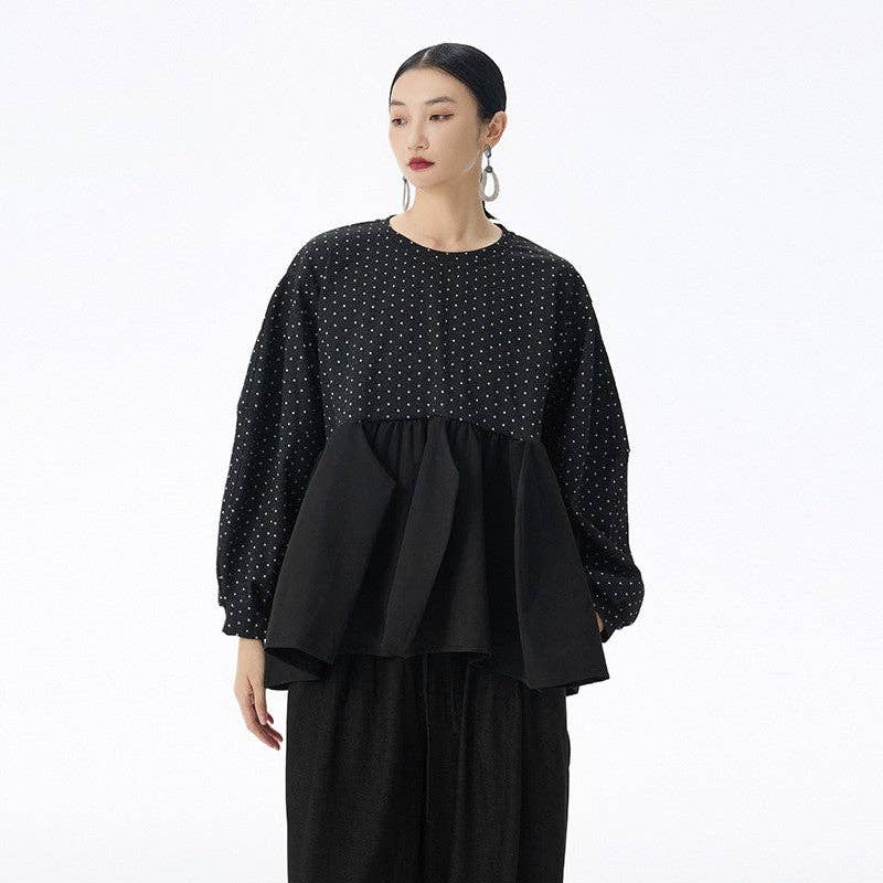 Basis Fancy - Wholesale Blouse - Women's - Ruched Loose Top0