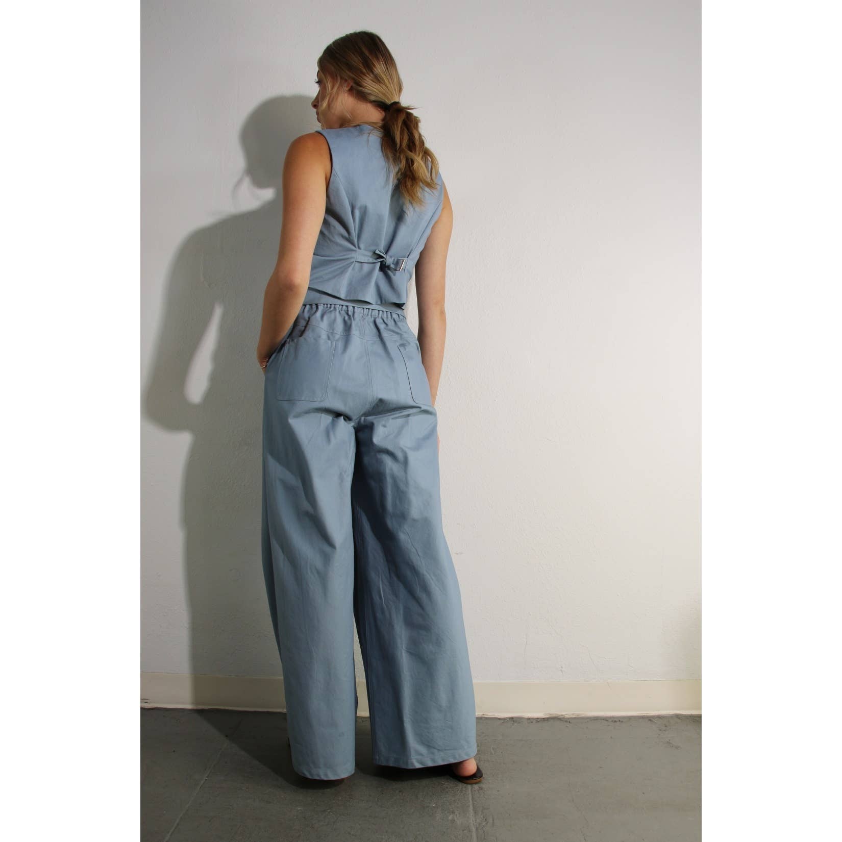 BLUE HAZE COTTON VEST AND PANTS SET for wholesale on Faire8