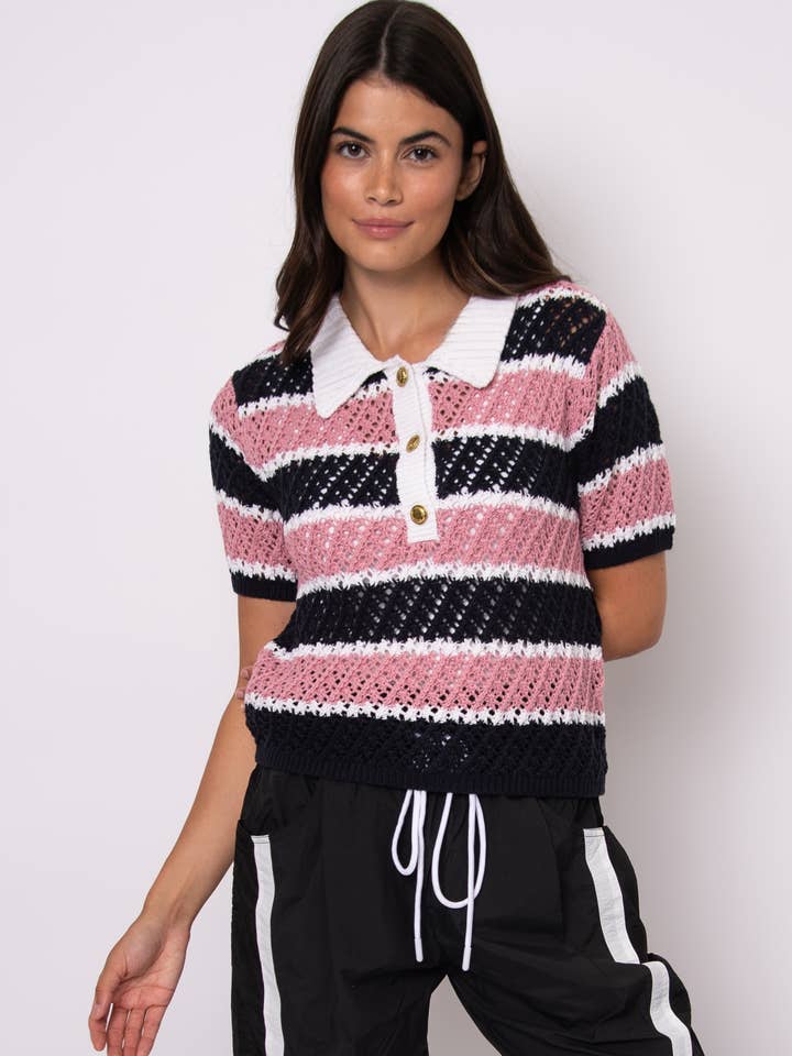 ELEI PULL-OVER À MANCHES COURTES COL POLO - 57S131S pour la vente par RD Style