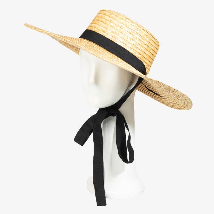 Collections by Fame Accessories - Wholesale Straw Hat - Women's - Straw Weave Ribbon Bow Chin Strap Sun Hat