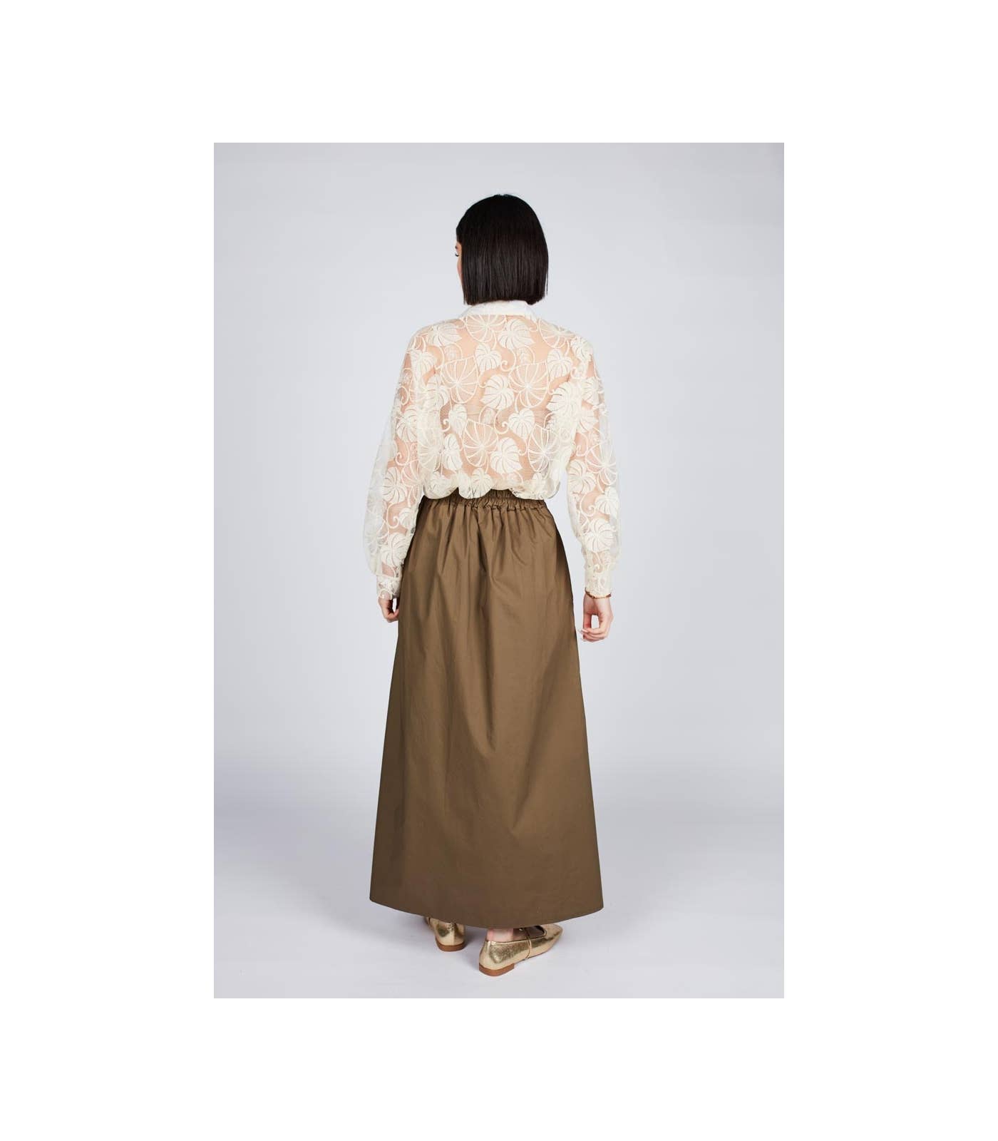 Khaki Poplin Long Skirt for wholesale on Faire2