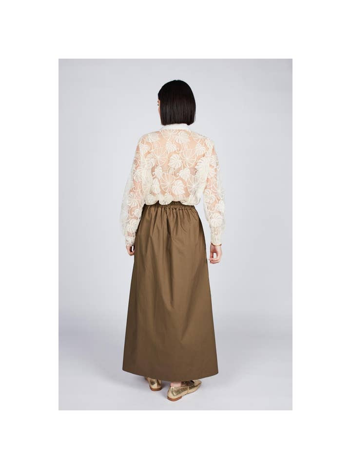 Khaki Poplin Long Skirt for wholesale on Faire2