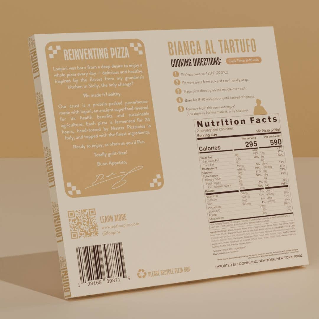 LOOPINI – Großhandel Haltbares Fertiggericht – Bianca Tartufo Pizza - Eiweißreich, Kohlenhydratarm, Hergestellt in Italien3