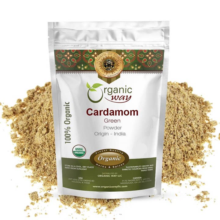 Organic Way LLC - Wholesale Herbs - Green Cardamom / Elaichi Powder (Elettaria cardamomum) - Kosher & USDA Certified | Non-GMO & Gluten Free | Resealable Bag | Adds Flavour & Aroma | 100% Raw from India0