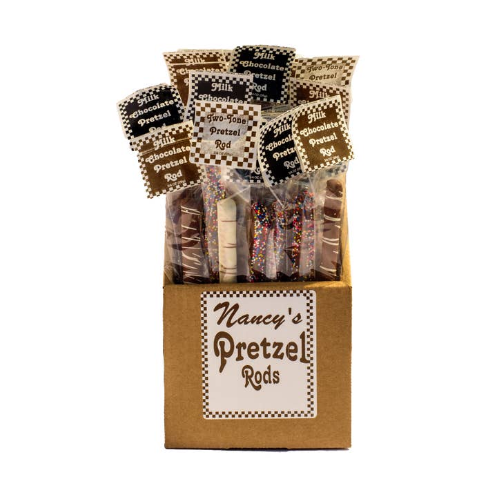 Bâtonnets de bretzels au chocolat Nancy's, boîte de présentation de 36 assortiments pour la vente par Grandpa Joe's Candy Shop