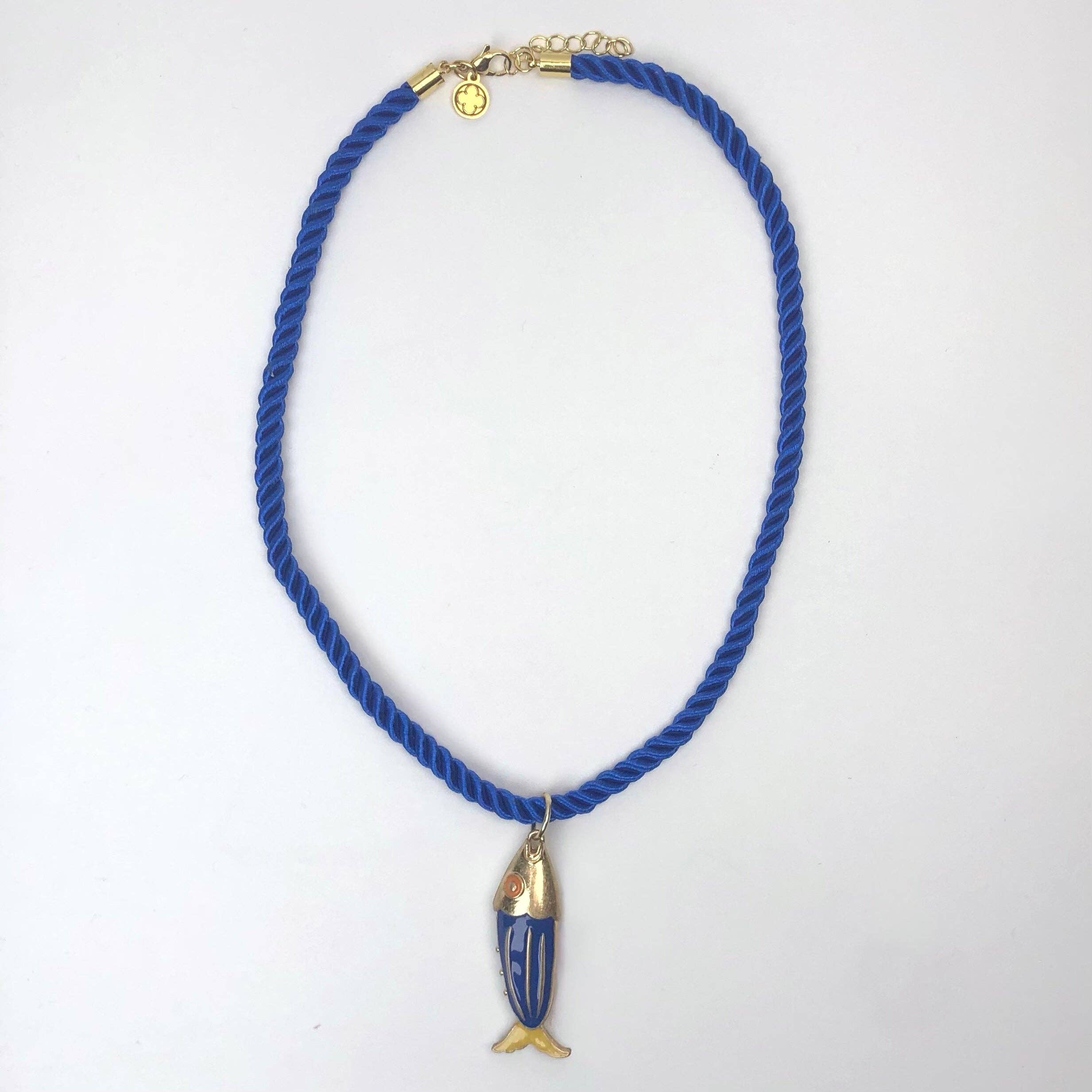 Oriana Lamarca Designs - Wholesale Pendant/Charm Necklace - Blue Silk Cord with Pesce Spada Pendant0