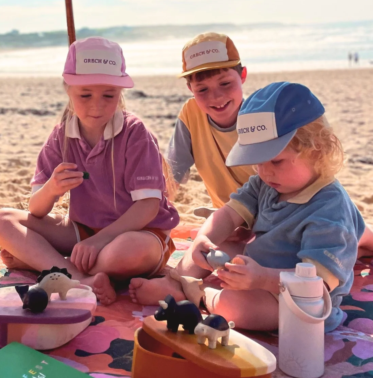 GRECH & CO. - Wholesale Baseball Cap - Kids - 5 Panel Hat | Anti UV GOTS - Mellow Yellow + Sienna | GCO20931