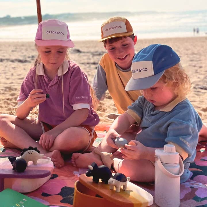 GRECH & CO. - Wholesale Baseball Cap - Kids - 5 Panel Hat | Anti UV GOTS - Mellow Yellow + Sienna | GCO20931