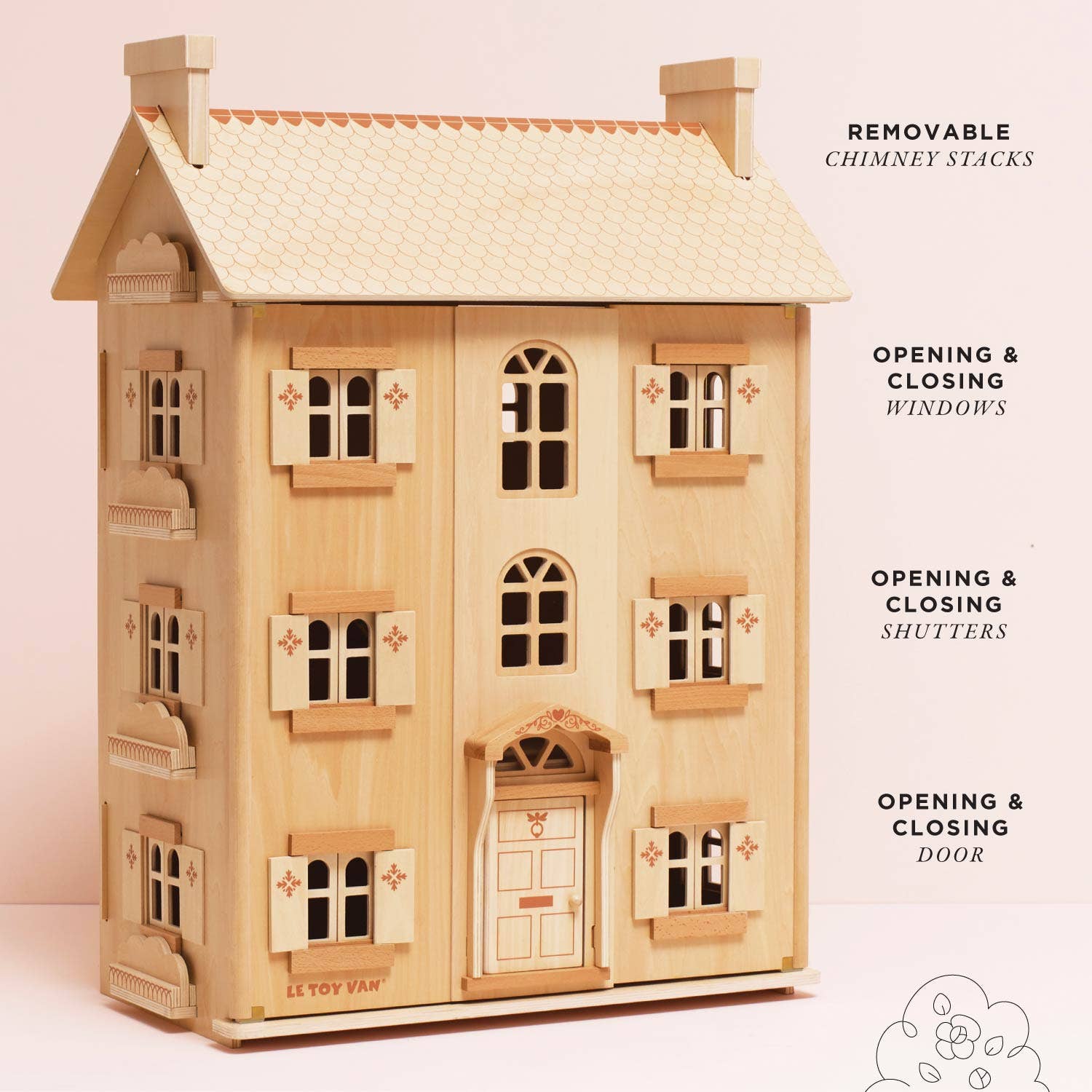 Le Toy Van – wholesale Doll accessory kit – Kids – The Grand Natural Wood Dolls House1