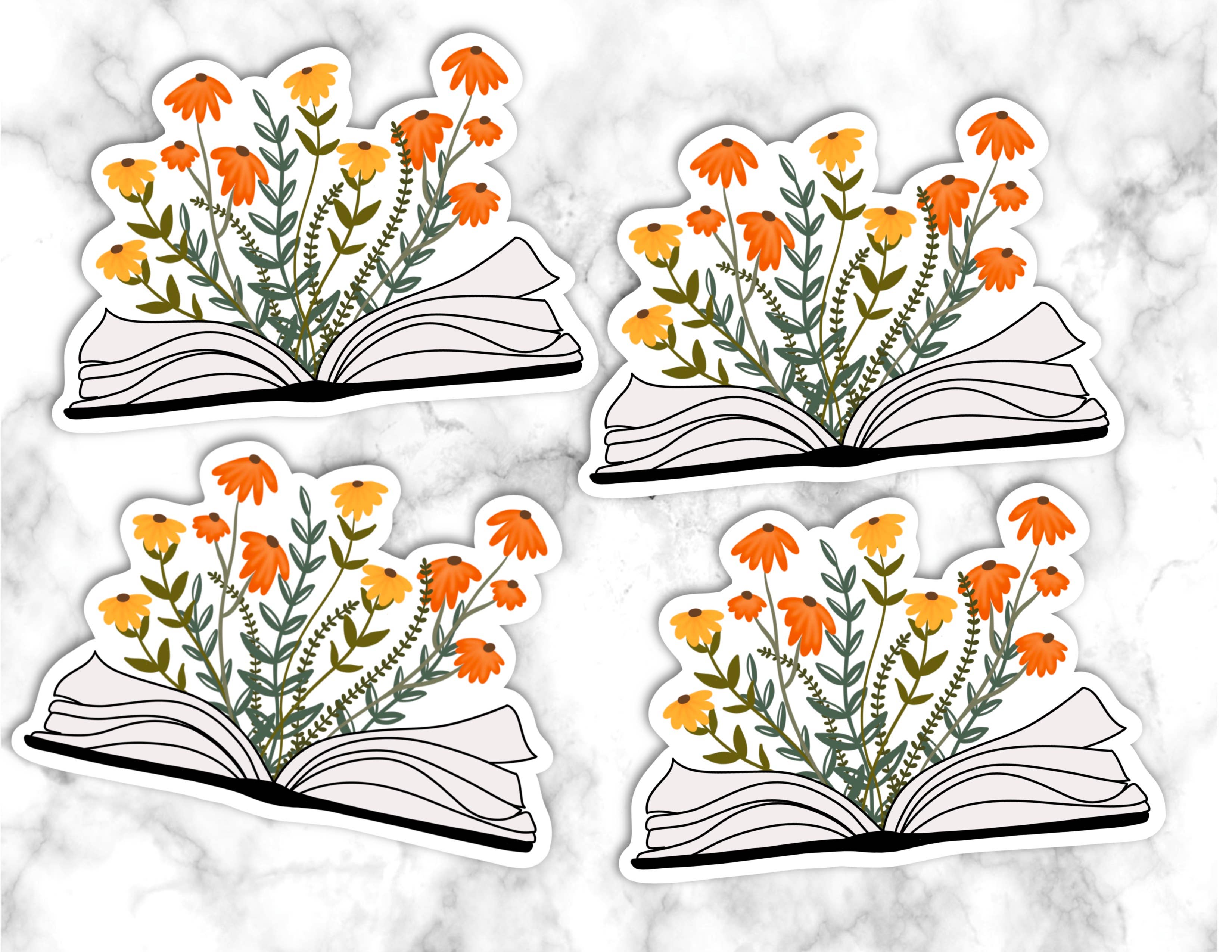 GatikaChicShop – Großhandel Aufkleber – Buch Blumen Sticker | Buchliebhaber Sticker2