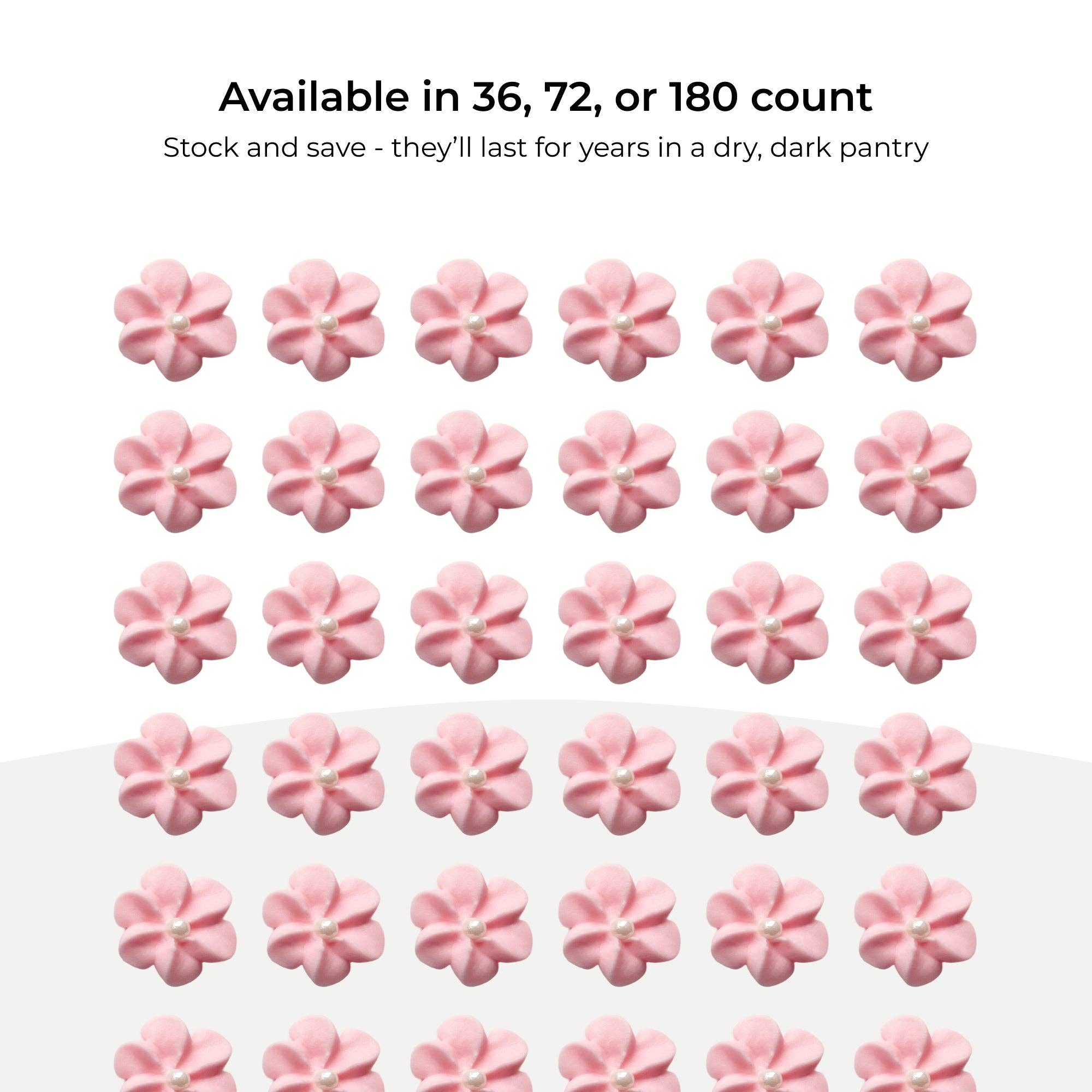 Global Sugar Art - Wholesale Cake/Cupcake Topper - Pink Royal Icing Drop Flowers with Pearl Centers5