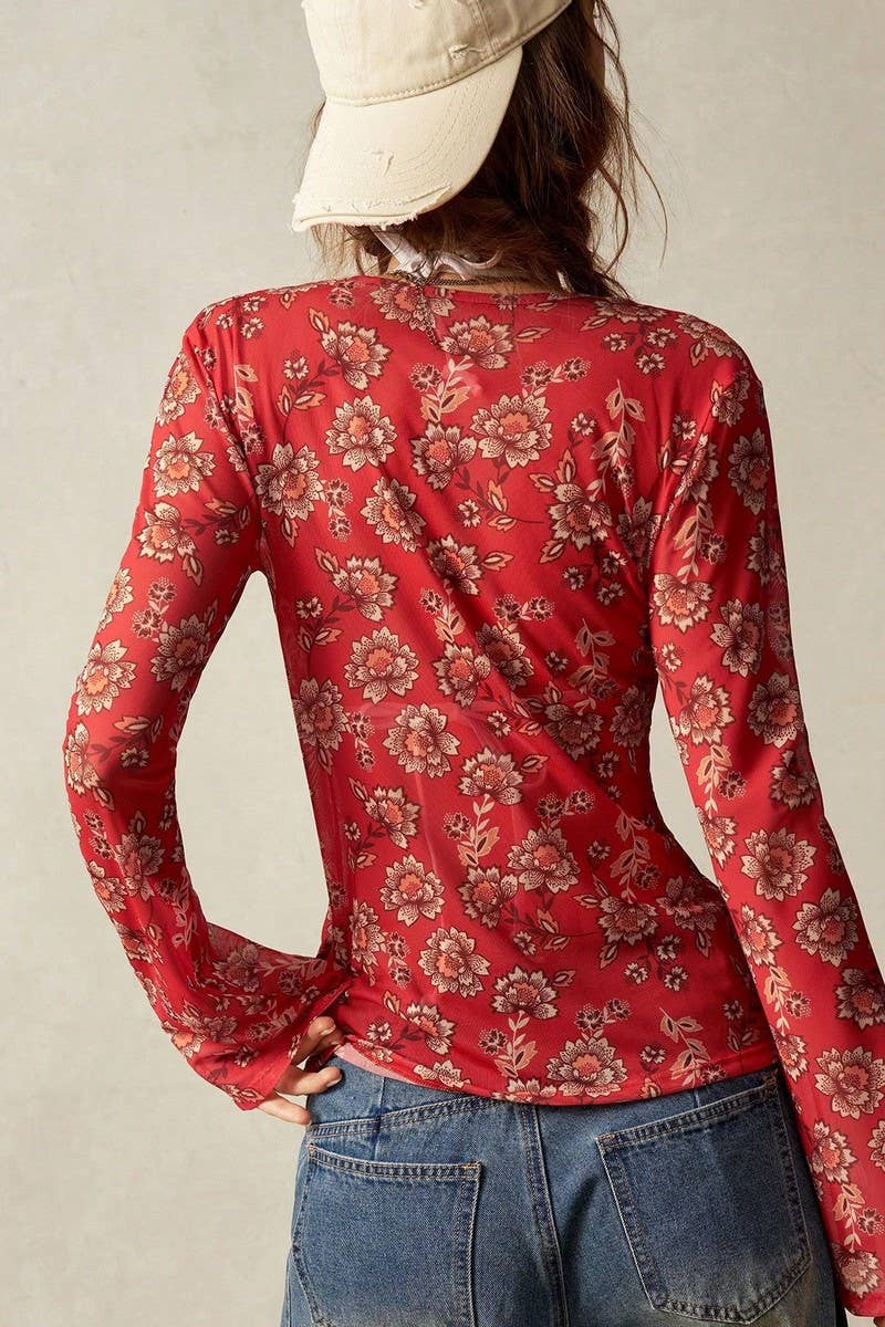 NINEXIS - Wholesale Blouse - Women's - CWTBLL3904_VINTAGE FIT FLORAL LONG SLEEVE BUTTON-DOWN SHIRT2