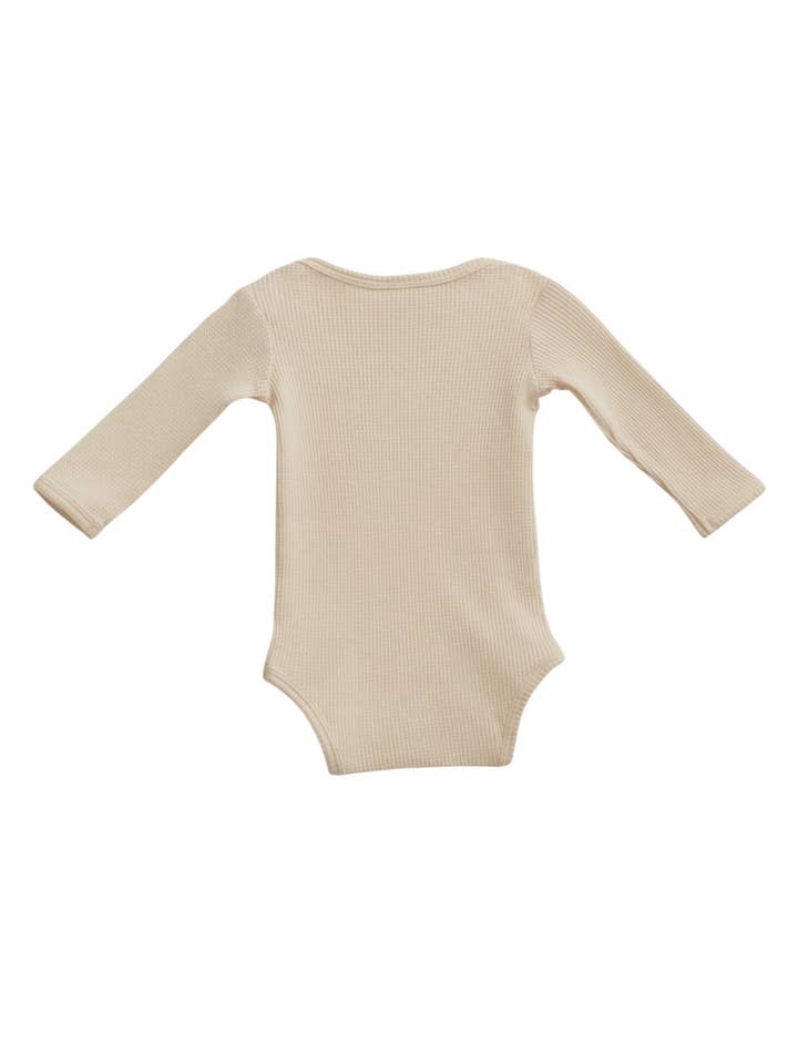 SpearmintLOVE - Wholesale Bodysuit (Non-Footed) - Baby - Organic Waffle Long Sleeve Bodysuit, Snow1