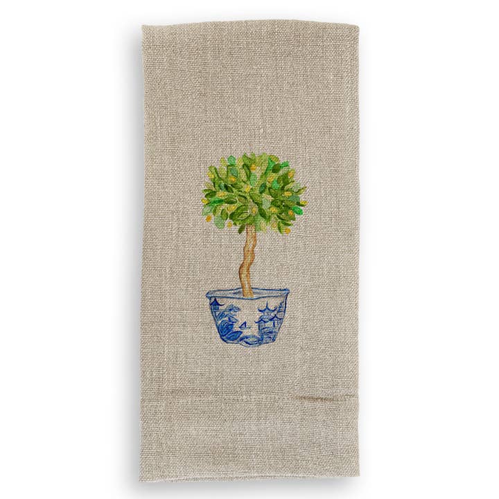French Graffiti - Wholesale Tea Towel - Blue & White Bowl with Lemon Tree