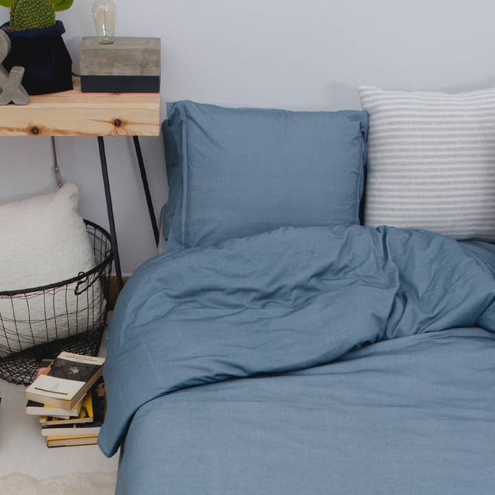Jersey cotton duvet cover - Basic Blue bedding for wholesale on Faire