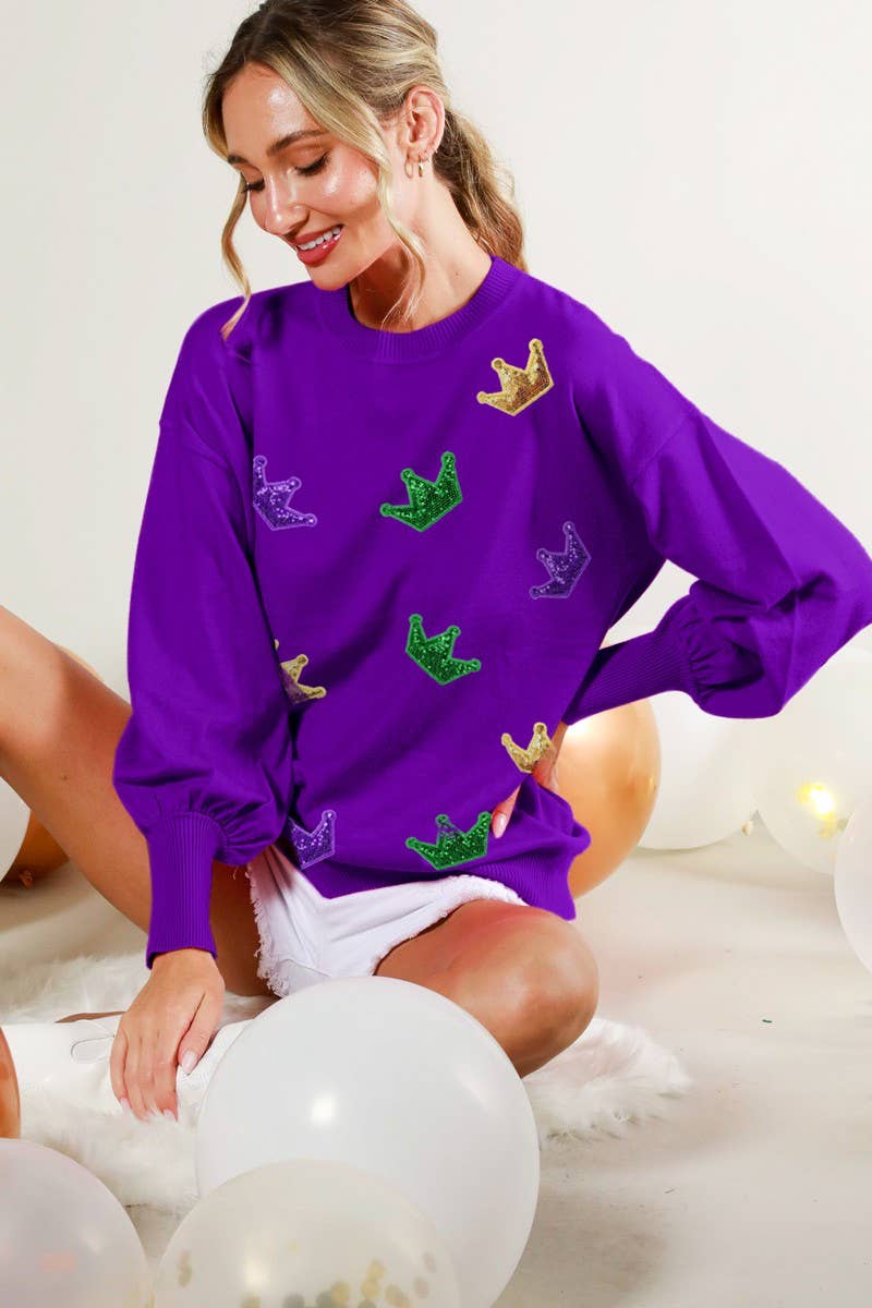 Vine & Love - Vendita all'ingrosso Felpa - Donna - Maglione lavorato a maglia con dettagli in paillettes a corona VT81484K13