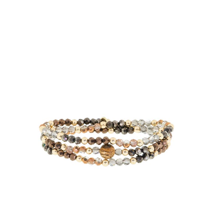 crystal/metal ball beaded stretch wrap bracelet for wholesale by Marlyn Schiff