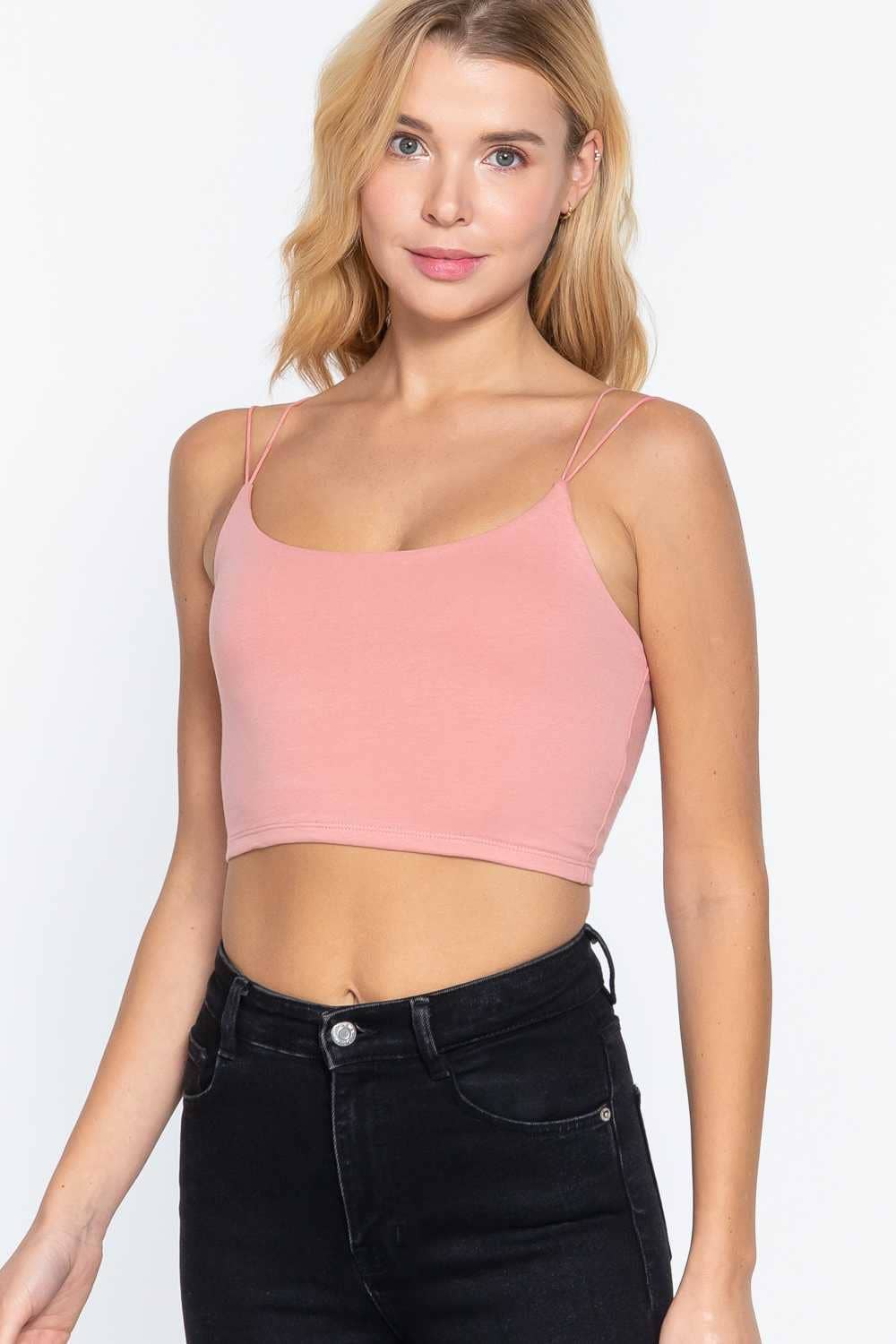 Vanilla Monkey - Wholesale Tank Top - Women's - Round Neck Elastic Strap Two Ply Knit Cami Crop Top13