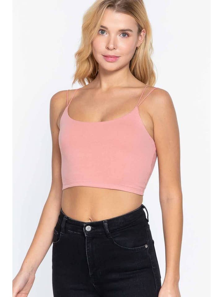 Vanilla Monkey - Wholesale Tank Top - Women's - Round Neck Elastic Strap Two Ply Knit Cami Crop Top13