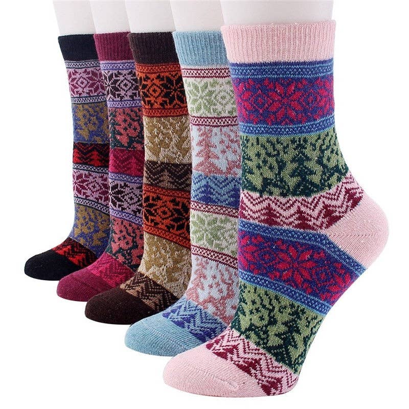COMME SUR LA PHOTO Chaussettes mi-mollet imprimées confortables et respirantes (ensemble de cinq paires) en vente sur Faire5