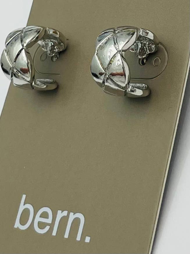 SILVER - Criss Cross Hoop Stud (silver) BER251 for wholesale by TWO FORTY TWO