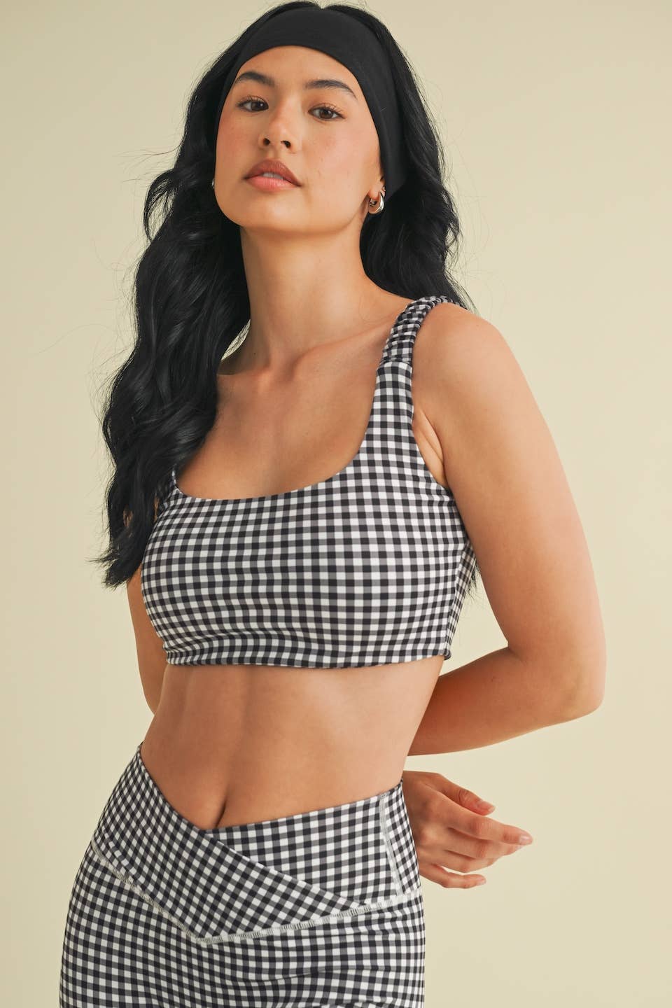 KIMBERLY C - Wholesale Sports Bra - Women's - Gingham Print Ruched Bra Top48
