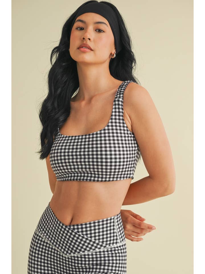 KIMBERLY C - Wholesale Sports Bra - Women's - Gingham Print Ruched Bra Top48