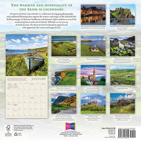 Sellers Publishing - Wholesale Calendar - The Spirit of Ireland 2026 Wall Calendar1