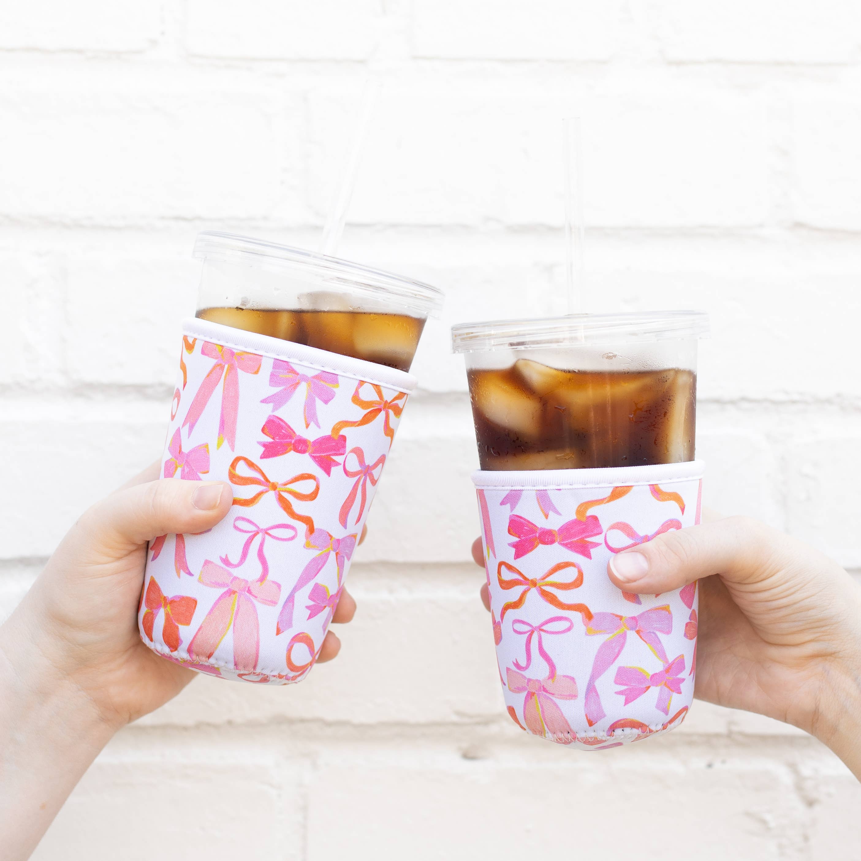 Elyse Breanne Design – wholesale Drink huggers & koozies – Pink Bows Drink Sleeve | Iced Coffee Koozie, Drink Cover7