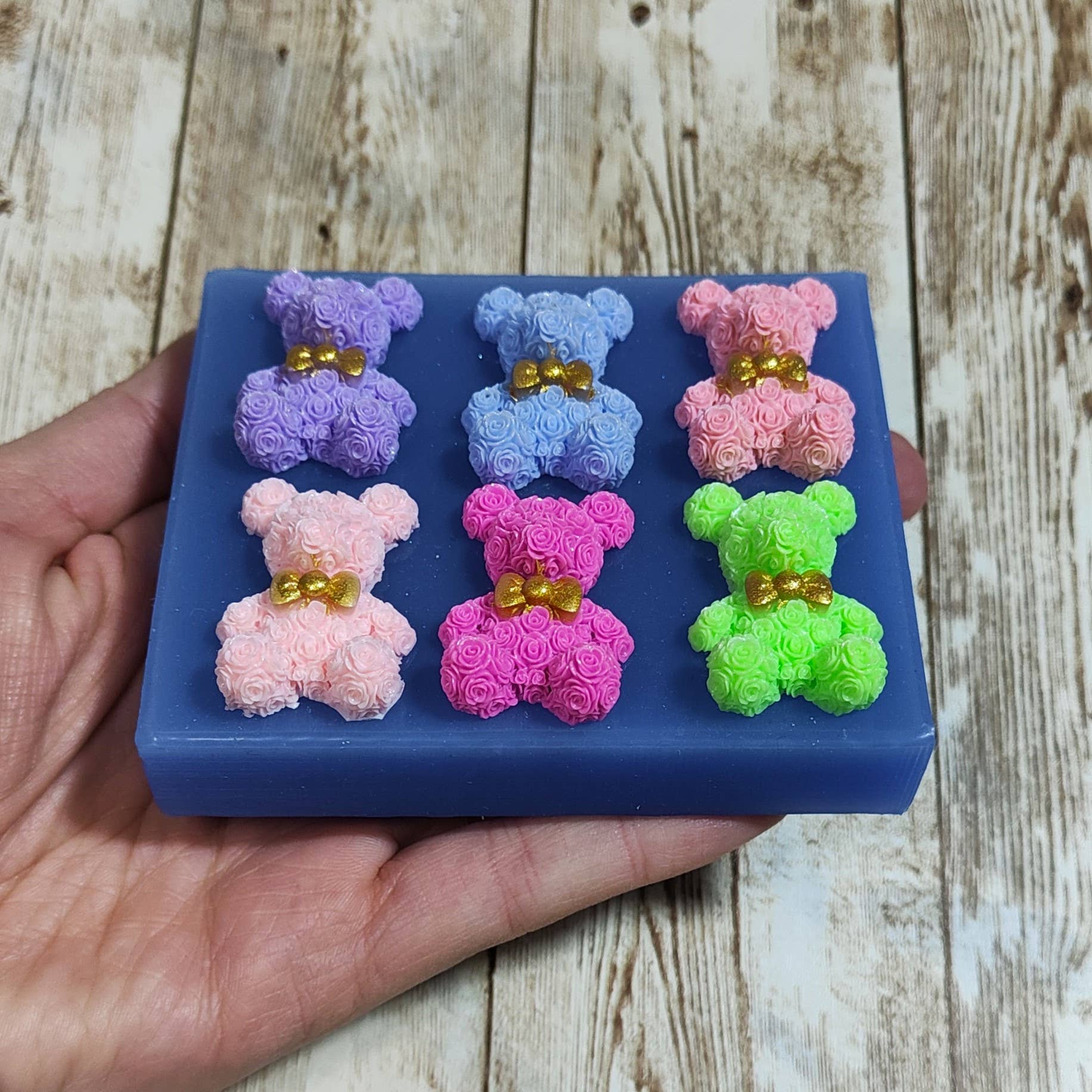 Serena Creazione di Serena Stampone - Vente Kit de bricolage - Moule ours rose en silicone 6 pièces 3 cm pour résine et plâtre8