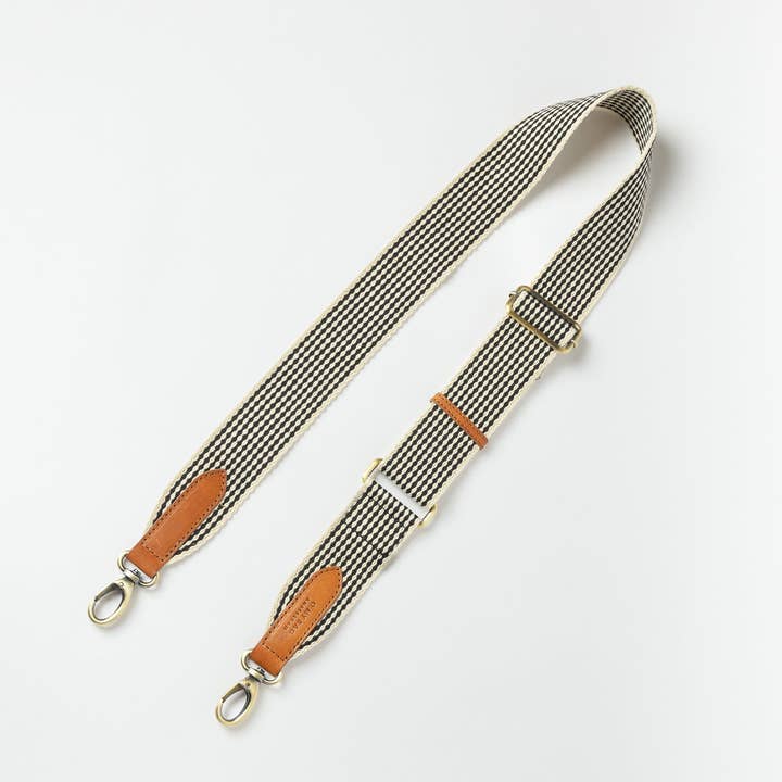 O My Bag - Wholesale Bag Strap - Women's - Checkered Webbing Strap - Cognac Classic Leather