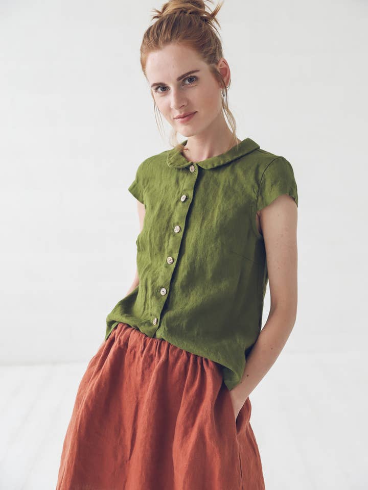 Linen Collar Shirt Mini Sleeves for wholesale by Epic Linen
