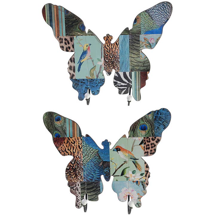S/2 20x3,3x16" Sommerfuglevægdekoration m/ 2 kroge - Flerfarvet for engroshandel hos A&B Home Group Inc.